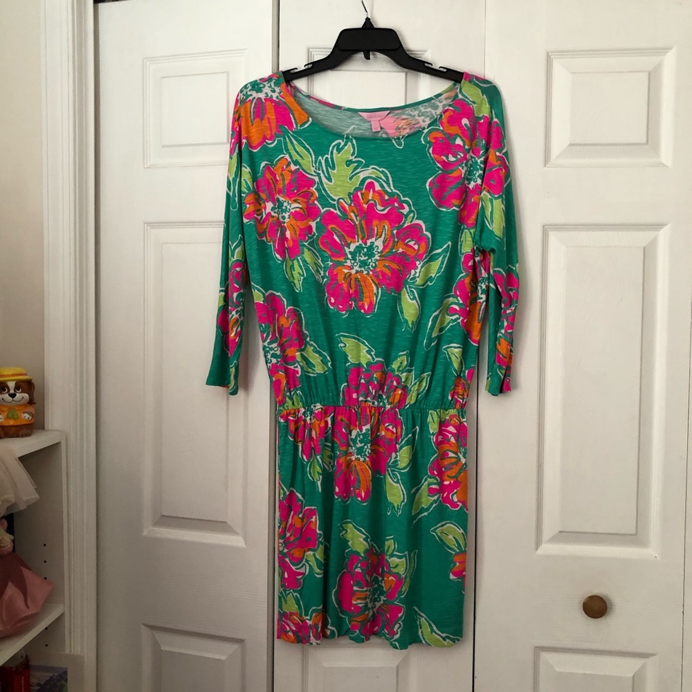 Lilly Pulitzer Cara Dress Dolman 3/4 Sleeves L